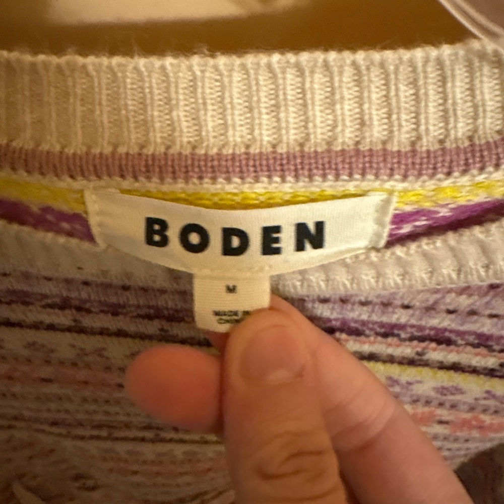 Boden cream multicolor fair isle wool cashmere blend sweater - Picture 3 of 5